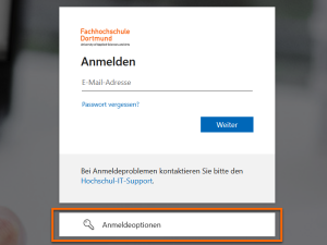 Ein Anmeldebildschirm, auf dem die Option