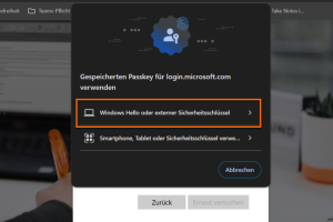 Anmeldebildschirm. Die Option