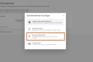 Im Menü wählen Sie Microsoft Authenticator aus.