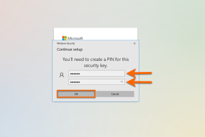 Set Yubikey PIN In the following window, you must select a PIN for the Yubikey during the initial setup. We recommend a PIN with a length of six to eight characters. Repeat your PIN and confirm with "OK". Note: This window may look different depending on the operating system and web browser.