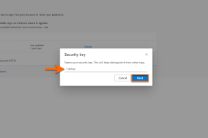 Set up Yubikey Give your Yubikey a name so that you can distinguish it from your login factors in the security information. Confirm your entry with "Next".
