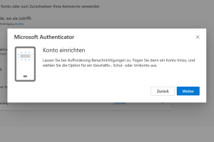 So richten Sie den MS Authenticator auf Ihrem Smartphone ein: Folgen Sie den Anweisungen, um Ihr Konto zu sichern und Benachrichtigungen zu aktivieren. Wählen Sie die Option für Geschäfts-, Schul- oder Uni-Konten.
