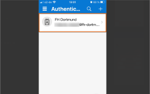 Screenshot der Authenticator-App, der anzeigt, dass ein Geschäftskonto erfolgreich hinzugefügt wurde.