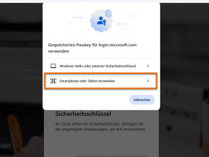 Anmeldebildschirm. Die Option