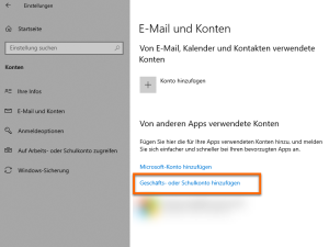 Windows-Einstellungen unter