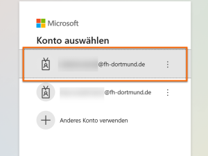 Anmeldebildschirm. Wählen Sie Ihr Konto aus der Liste aus.