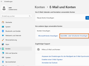 Windows-Einstellungen unter