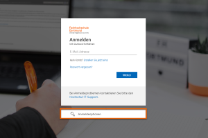 Anmeldeoption auswählen Wählen Sie auf der Anmeldemaske "Anmeldeoptionen".