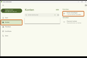 Nach dem starten der App haben Sie die Möglichkeit unter Konto ein Konto hinzufügen